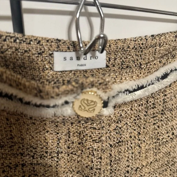 Sandro Tan Tweed High Waist Shorts - Picture 2 of 4